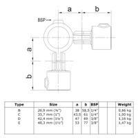 Buiskoppeling Dubbel scharnierstuk 90°-C / 33,7 mm